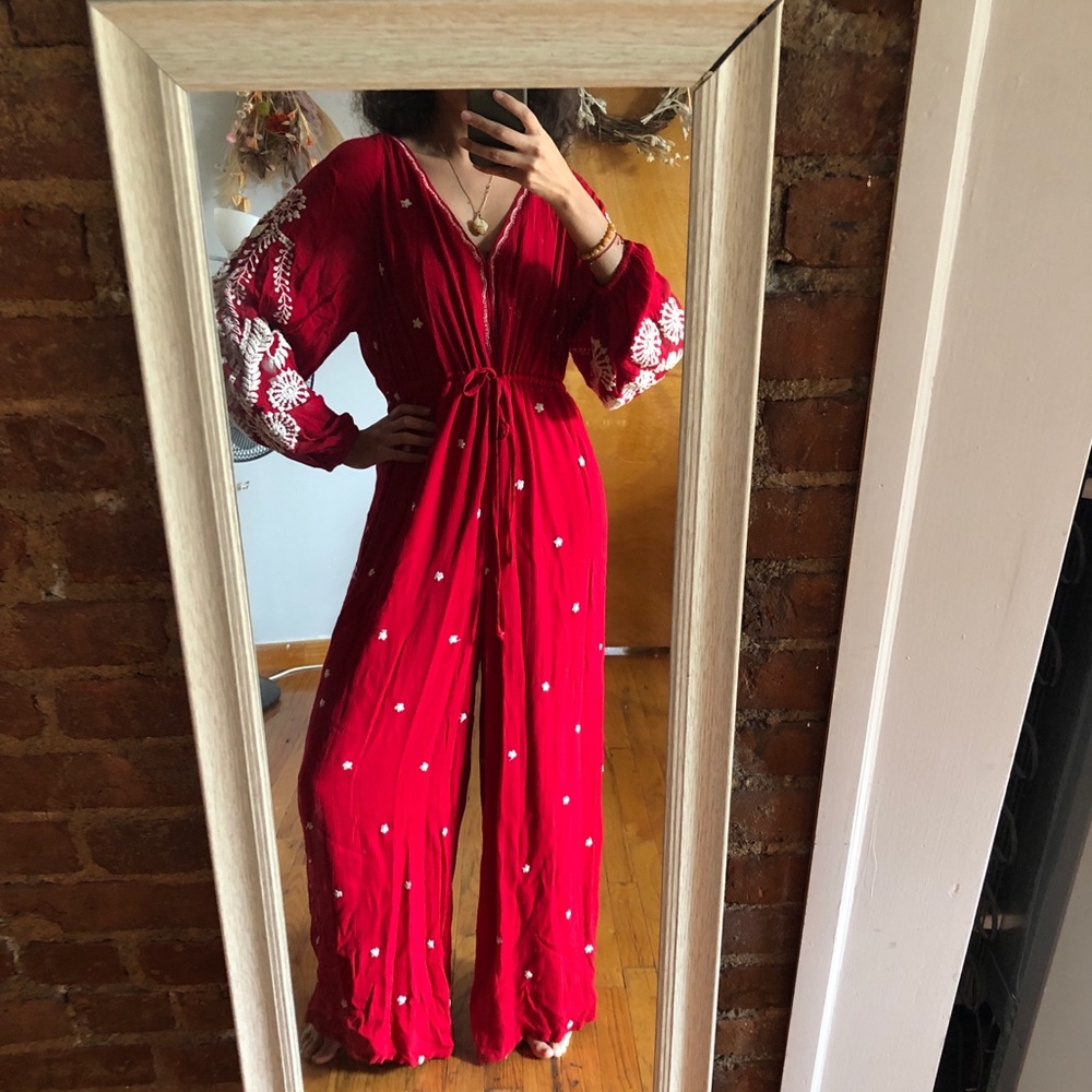 Free People Embroidered Jumpsuit